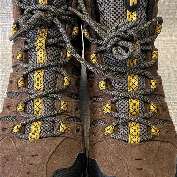 Merrell Men's Brown Hiking Boots with Yellow Accents - Picture 16 of 16